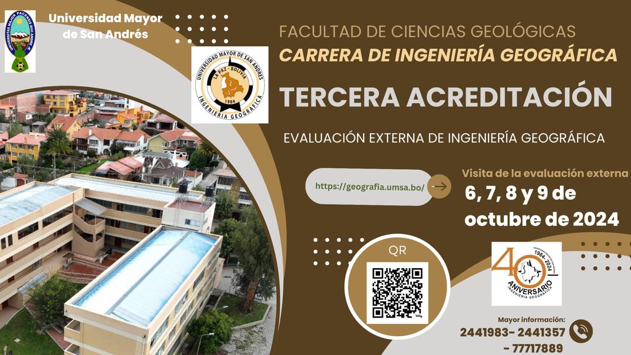 Tercera Acreditación de la carrera de Ingeniería Geográfica UMSA - Carrera 6, 7, 8 y 9 de octubre 2024.